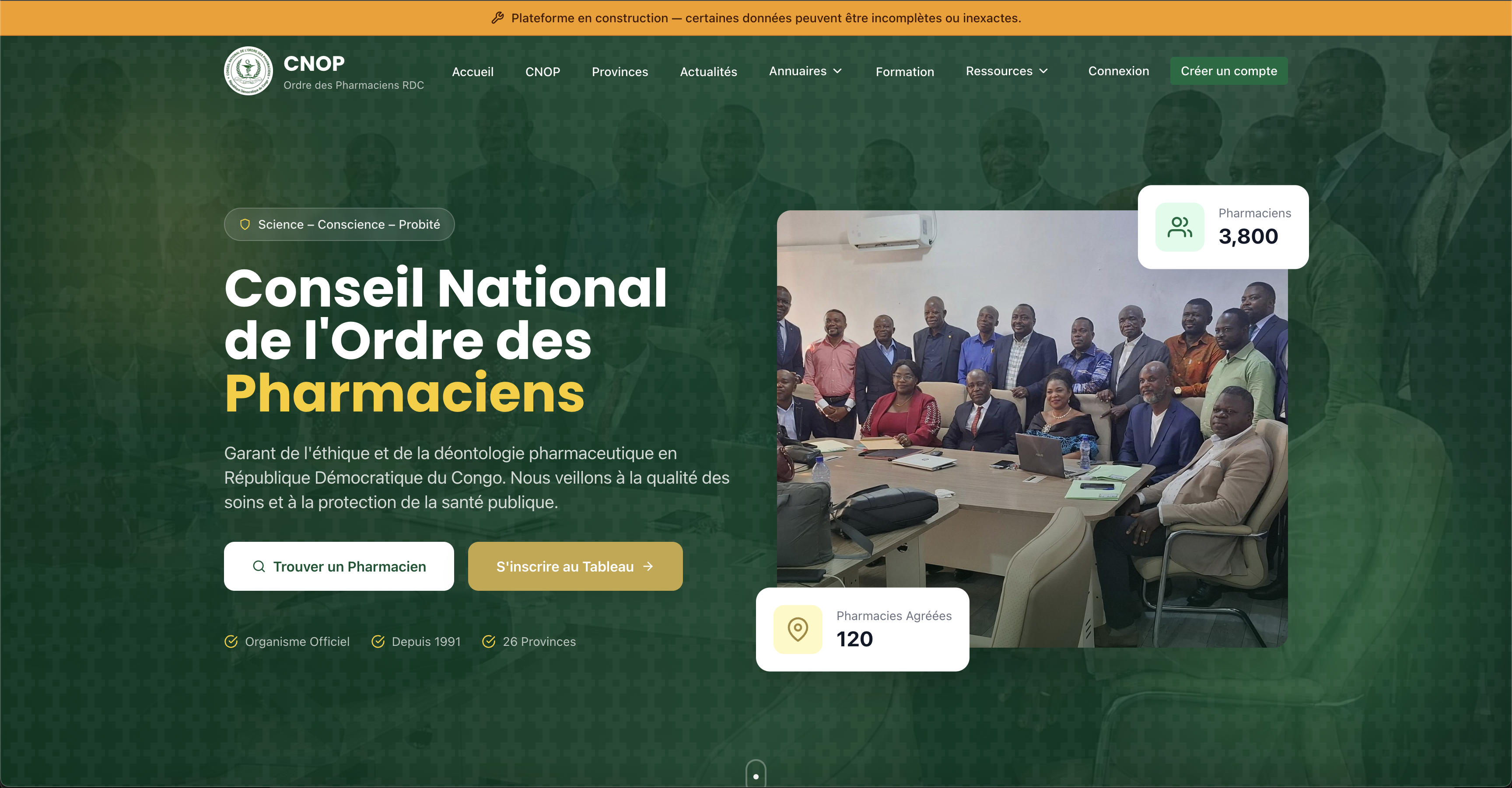 National Digital Platform for the DRC Pharmacists' Order