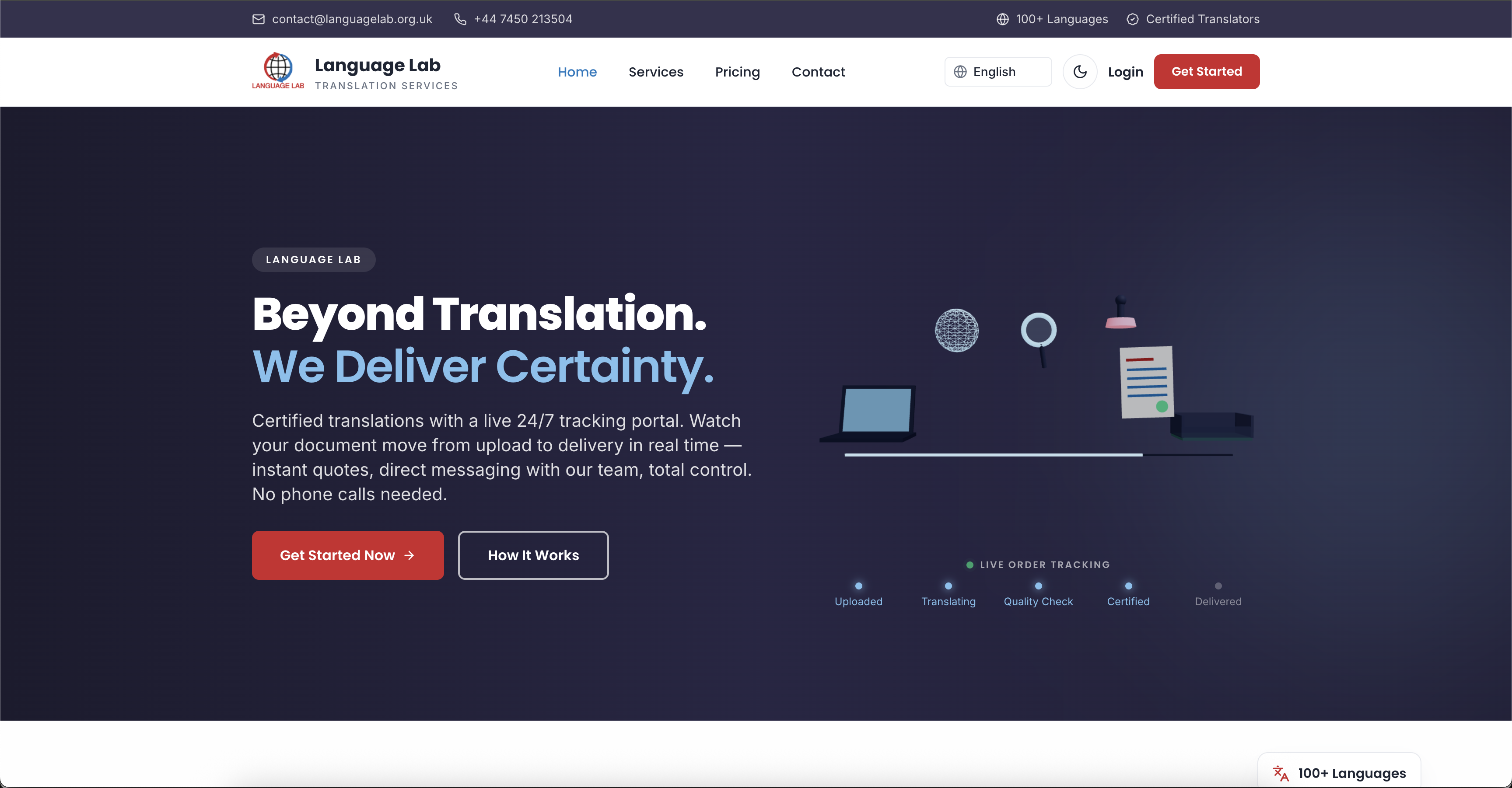 Certified Translation Platform with Live Order Tracking